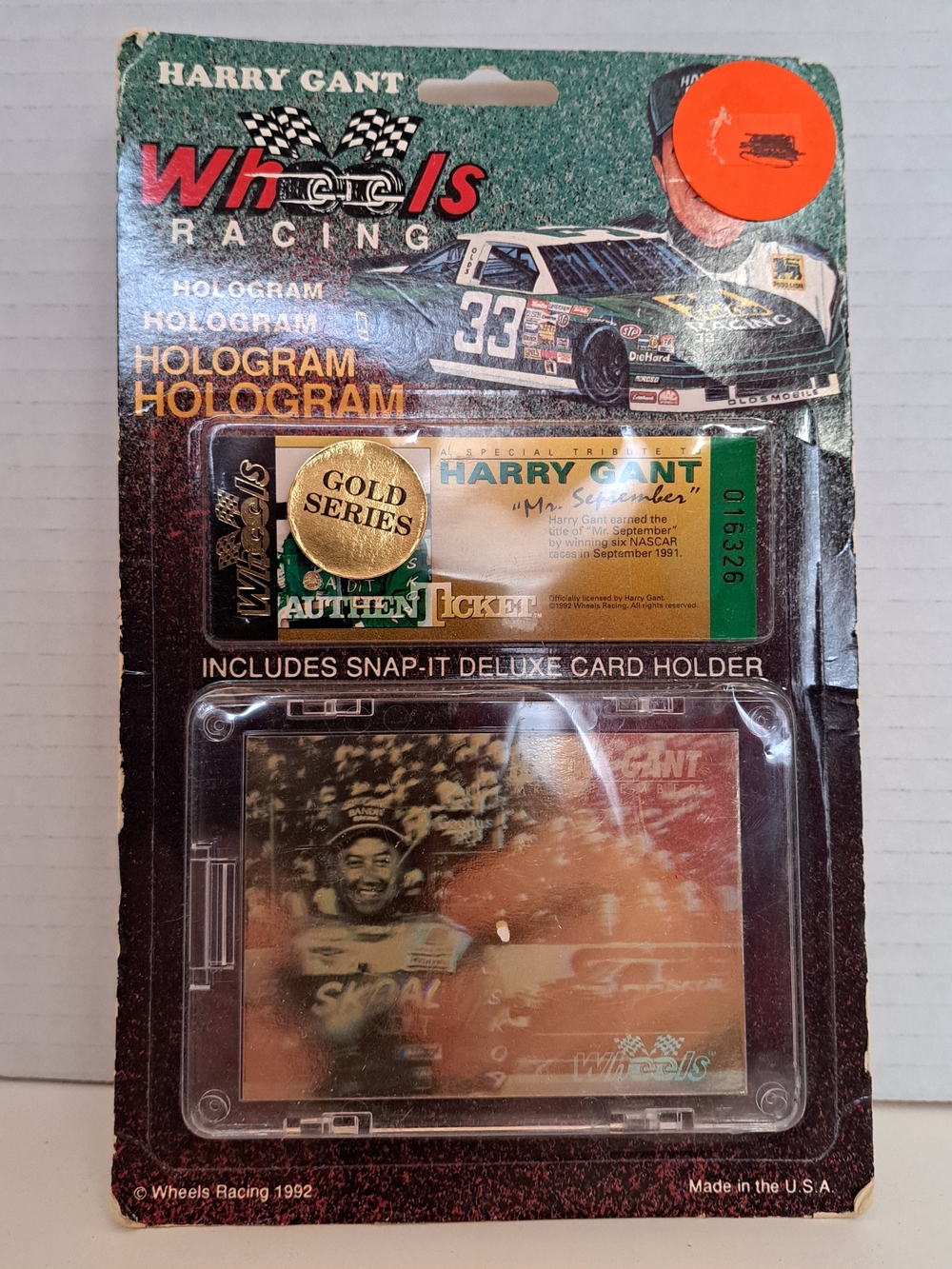 Vintage 1992 Harry Gant Nascar Wheels Racing "Gold Series" Hologram Trading Card